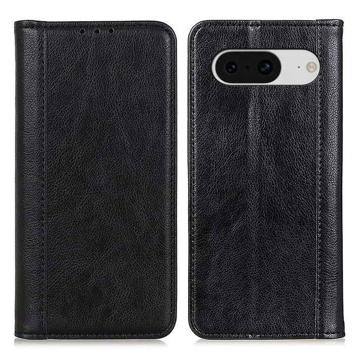 For Google Pixel 8 Litchi Texture Shockproof Wallet Stand Phone Case Split Leather+TPU Protective Cover - Black - 1
