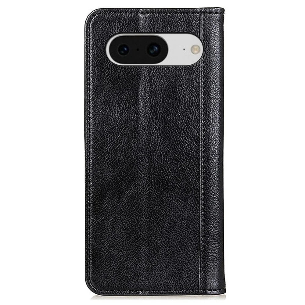 For Google Pixel 8 Litchi Texture Shockproof Wallet Stand Phone Case Split Leather+TPU Protective Cover - Black - 7