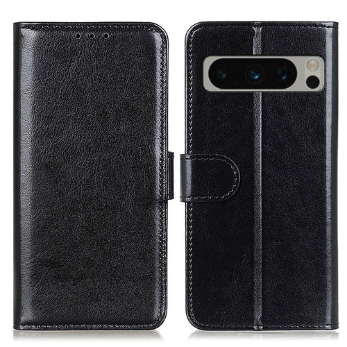 Phone Cover for Google Pixel 8 Pro PU Leather+TPU Wallet Crazy Horse Texture Cellphone Case - Black - 1