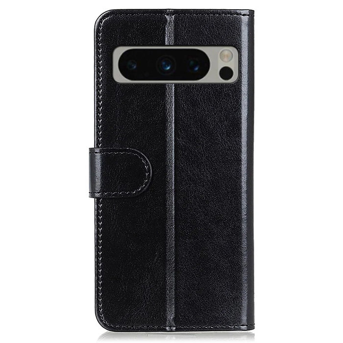 Phone Cover for Google Pixel 8 Pro PU Leather+TPU Wallet Crazy Horse Texture Cellphone Case - Black - 7