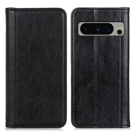 For Google Pixel 8 Pro Anti-Scratch Litchi Texture Mobile Phone Case Split Leather+TPU Phone Cover Wallet - Black - 1