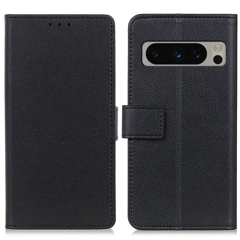 Anti-Scratch Cover for Google Pixel 8 Pro PU Leather Wallet Phone Protective Case with Stand - Black - 1
