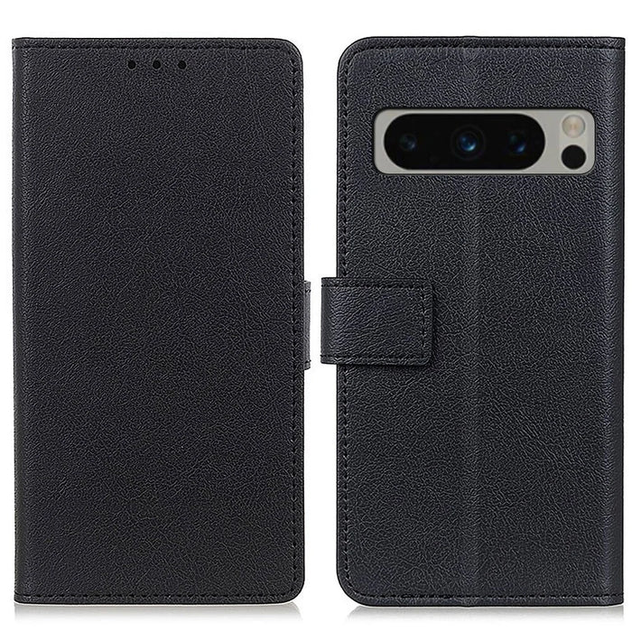 Anti-Scratch Cover for Google Pixel 8 Pro PU Leather Wallet Phone Protective Case with Stand - Black - 1