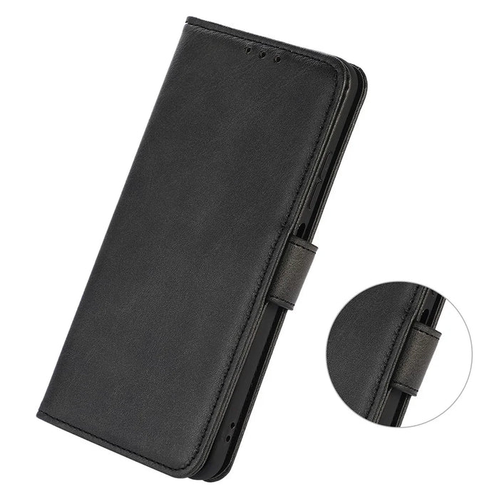 PU Leather Phone Case for Google Pixel 8 , Cowhide Texture Protective Cover with Stand Wallet - Black - 5