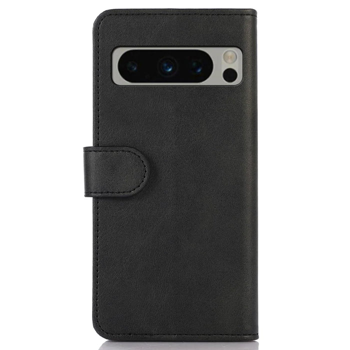 PU Leather Phone Case for Google Pixel 8 Pro , Cowhide Texture Cellphone Cover with Stand Wallet - Black - 7
