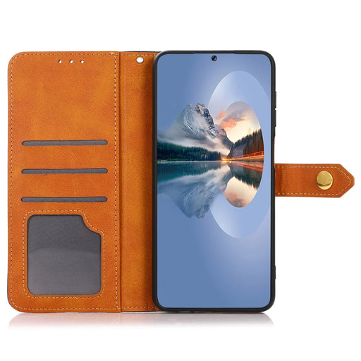 KHAZNEH For Google Pixel 8 PU Leather Phone Cover Gold Button Magnetic Case with Stand Wallet - Black - 2