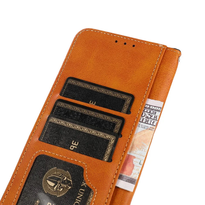 KHAZNEH For Google Pixel 8 PU Leather Phone Cover Gold Button Magnetic Case with Stand Wallet - Black - 4