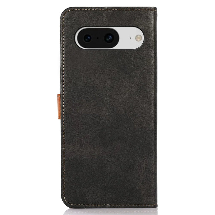 KHAZNEH For Google Pixel 8 PU Leather Phone Cover Gold Button Magnetic Case with Stand Wallet - Black - 7