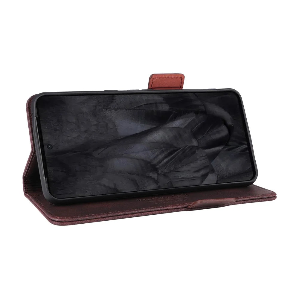 For Google Pixel 8 Pro Anti-scratch Wallet Stand Cover Hardware Decor PU Leather Phone Case - Coffee - 3