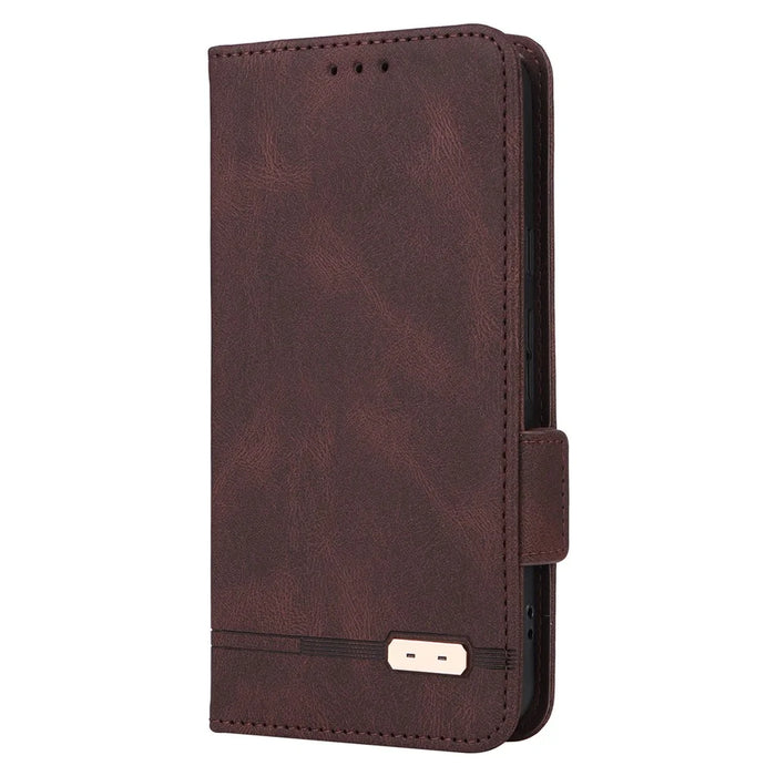 For Google Pixel 8 Hardware Decor PU Leather Phone Case Wallet Stand Phone Cover - Coffee - 5