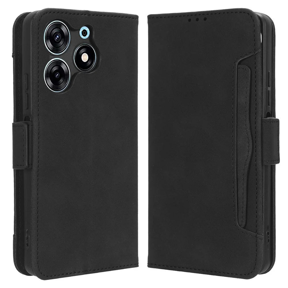 Wallet Phone Shell for TECNO Spark 10 Pro / KI7 Leather Flip Cover Multiple Card Slots Phone Case with Stand - Black - 1