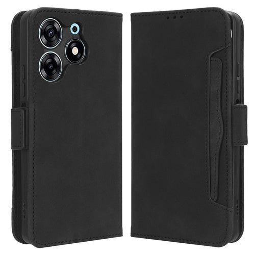 Wallet Phone Shell for TECNO Spark 10 Pro / KI7 Leather Flip Cover Multiple Card Slots Phone Case with Stand - Black - 1
