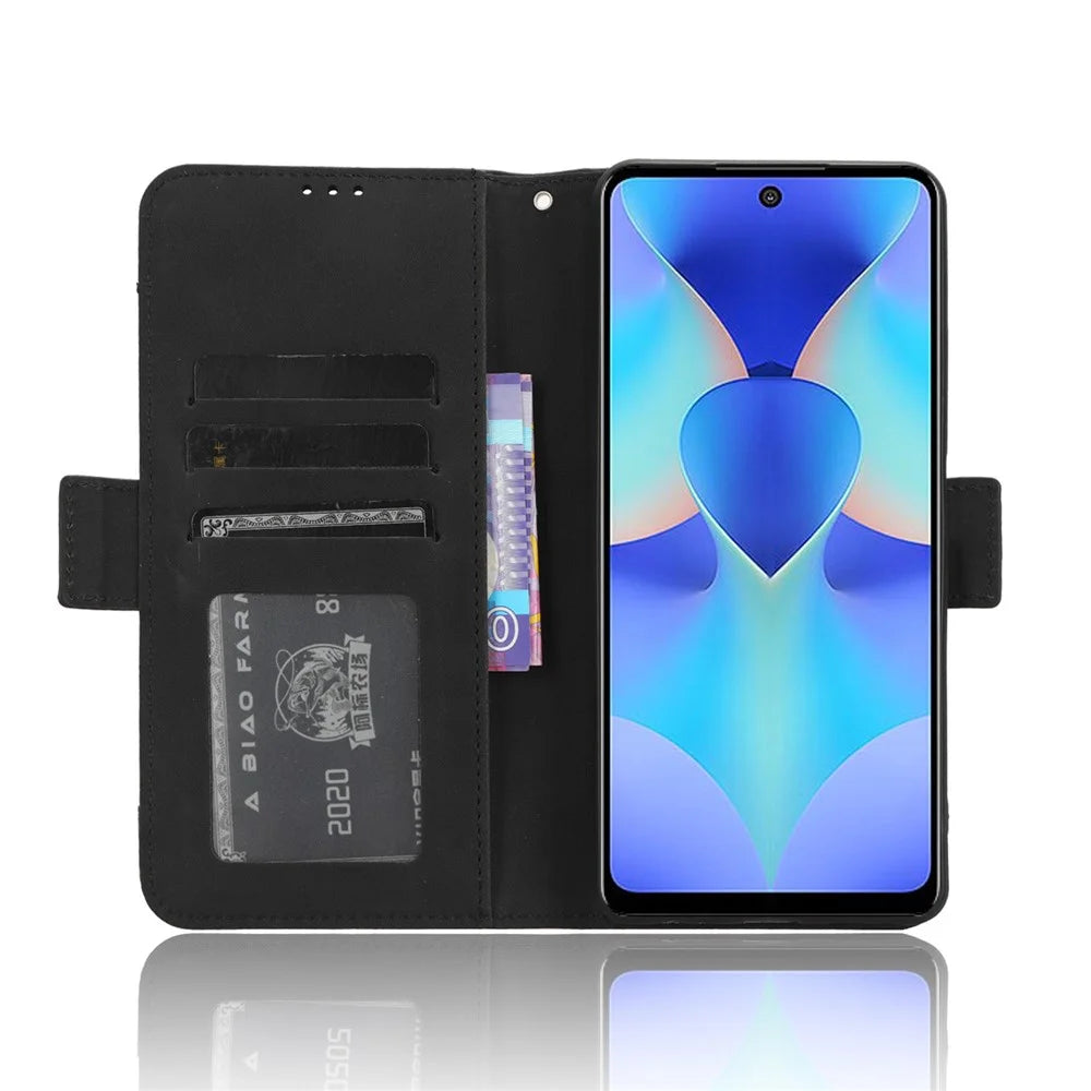 Wallet Phone Shell for TECNO Spark 10 Pro / KI7 Leather Flip Cover Multiple Card Slots Phone Case with Stand - Black - 2