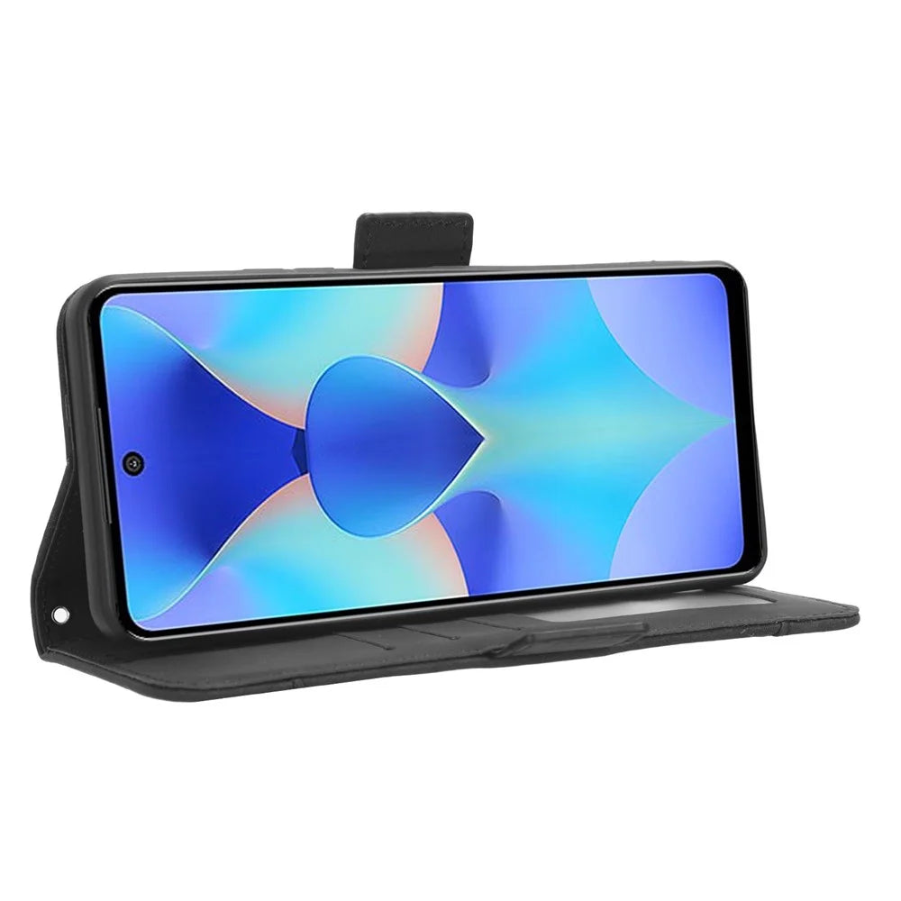Wallet Phone Shell for TECNO Spark 10 Pro / KI7 Leather Flip Cover Multiple Card Slots Phone Case with Stand - Black - 3
