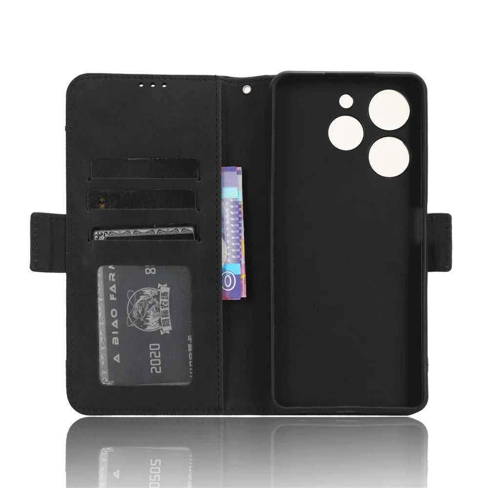Wallet Phone Shell for TECNO Spark 10 Pro / KI7 Leather Flip Cover Multiple Card Slots Phone Case with Stand - Black - 4