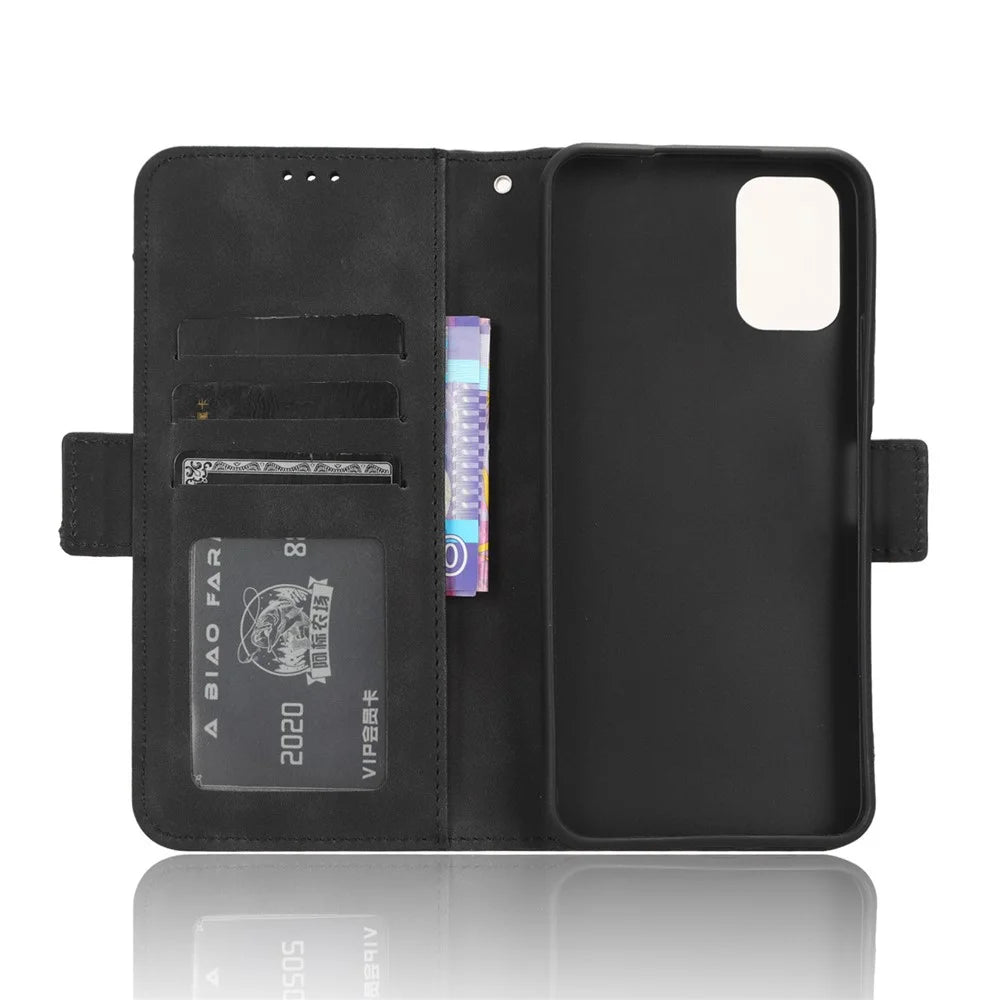 For Nokia C32 Flip Design PU Leather Phone Case Stand Multiple Card Slots Wallet Phone Cover - Black - 4