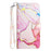 For Nokia C32 (TA-1534) Case with Strap Marble Pattern Leather Phone Cover Card Holder - Rose Gold LS005 - 6