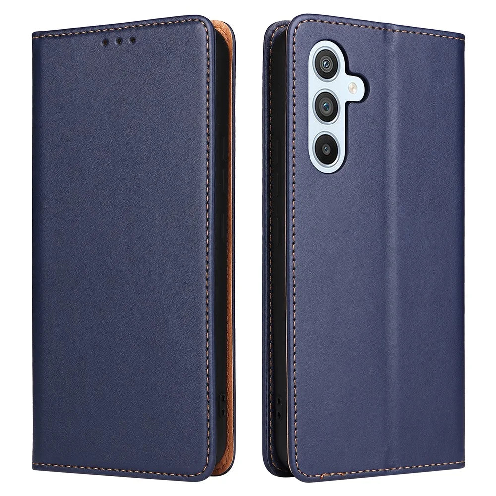 FIERRE SHANN For Samsung Galaxy A54 5G PU Leather Wallet Folding Stand Phone Case Anti-drop Cover - Blue - 1