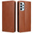 FIERRE SHANN for Samsung Galaxy A23 4G / A23 5G (Global Version) Folding Stand Phone Case PU Leather Wallet Smartphone Cover - Brown - 1