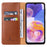 FIERRE SHANN for Samsung Galaxy A23 4G / A23 5G (Global Version) Folding Stand Phone Case PU Leather Wallet Smartphone Cover - Brown - 2