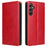 FIERRE SHANN For Samsung Galaxy A34 5G PU Leather Wallet Shockproof Cover Flip Stand Phone Case - Red - 1