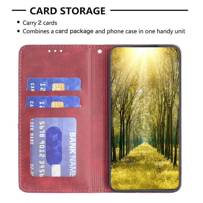 For Nokia C22 PU Leather Folio Cover Imprinting Pattern Card Holder Stand Phone Case - Red - 3