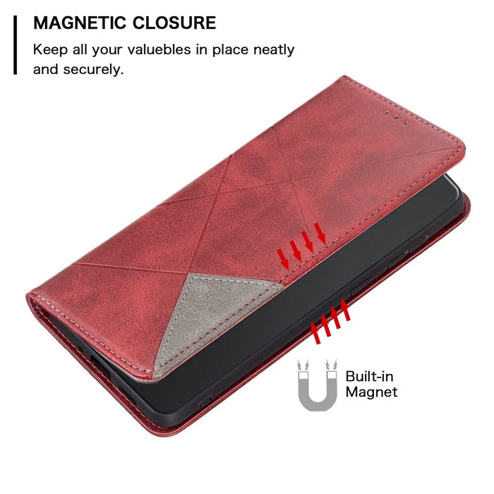 For Nokia C22 PU Leather Folio Cover Imprinting Pattern Card Holder Stand Phone Case - Red - 4