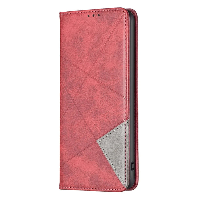 For Nokia C22 PU Leather Folio Cover Imprinting Pattern Card Holder Stand Phone Case - Red - 6