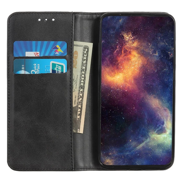 For Google Pixel 8 Split Leather Phone Case Folio Flip Stand Wallet Shockproof Protective Cover - Black - 2