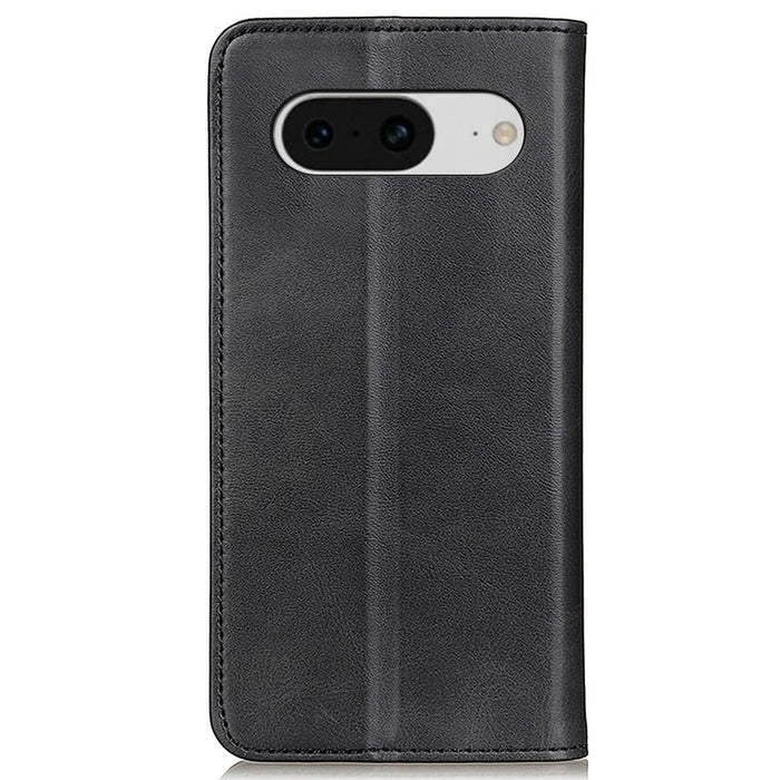 For Google Pixel 8 Split Leather Phone Case Folio Flip Stand Wallet Shockproof Protective Cover - Black - 7