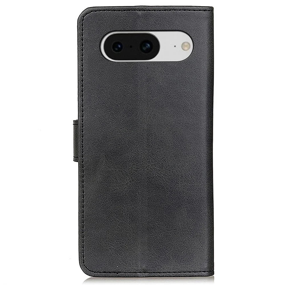 Flip Phone Case for Google Pixel 8 PU Leather Cowhide Texture Wallet Stand Protective Cover - Black - 7