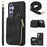 For Samsung Galaxy A54 5G Kickstand Phone Case Zipper Card Bag Leather TPU Phone Cover with Straps - Black - 1