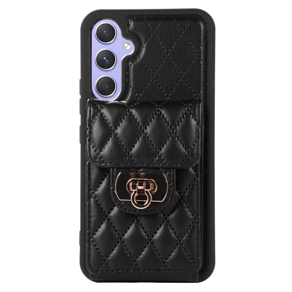 For Samsung Galaxy A14 4G / 5G Card Holder Crossbody Case PU Leather+TPU Kickstand Phone Cover - Black - 5