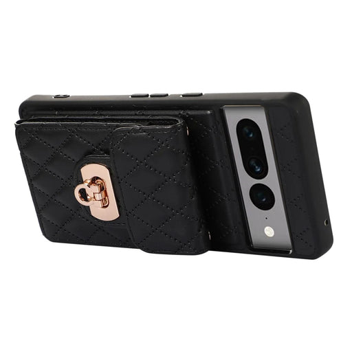 For Google Pixel 7 Pro 5G Crossbody Card Slot Bag Phone Case PU Leather+TPU Protective Kickstand Cover - Black - 2