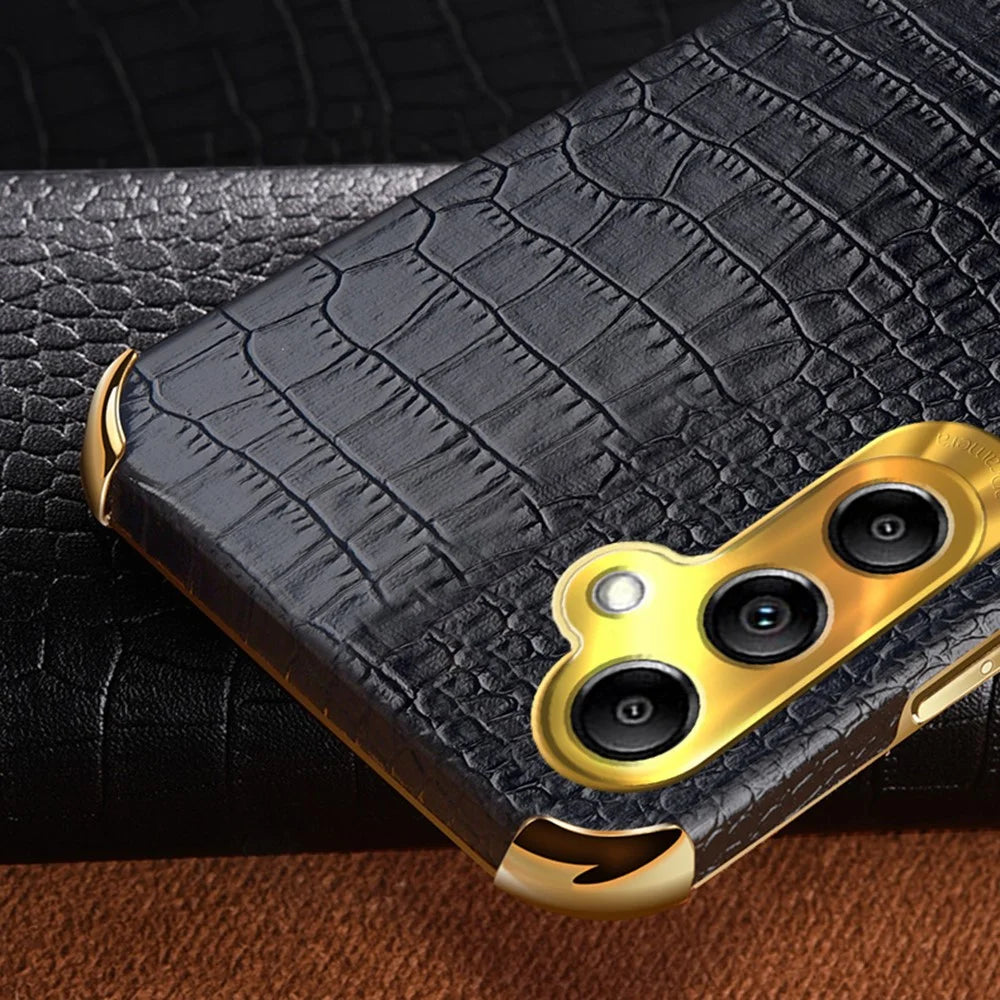 For Samsung Galaxy A24 4G (162.1 x 77.6 x 8.3mm) 6D Electroplated Phone Case Kickstand Cover - Black - 7