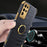 Crocodile Texture Phone Case for Samsung Galaxy S23 Ultra , Ring Kickstand PU Leather Coated TPU 6D Electroplated Cover - Black - 5