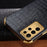 Crocodile Texture Phone Case for Samsung Galaxy S23 Ultra , Ring Kickstand PU Leather Coated TPU 6D Electroplated Cover - Black - 7