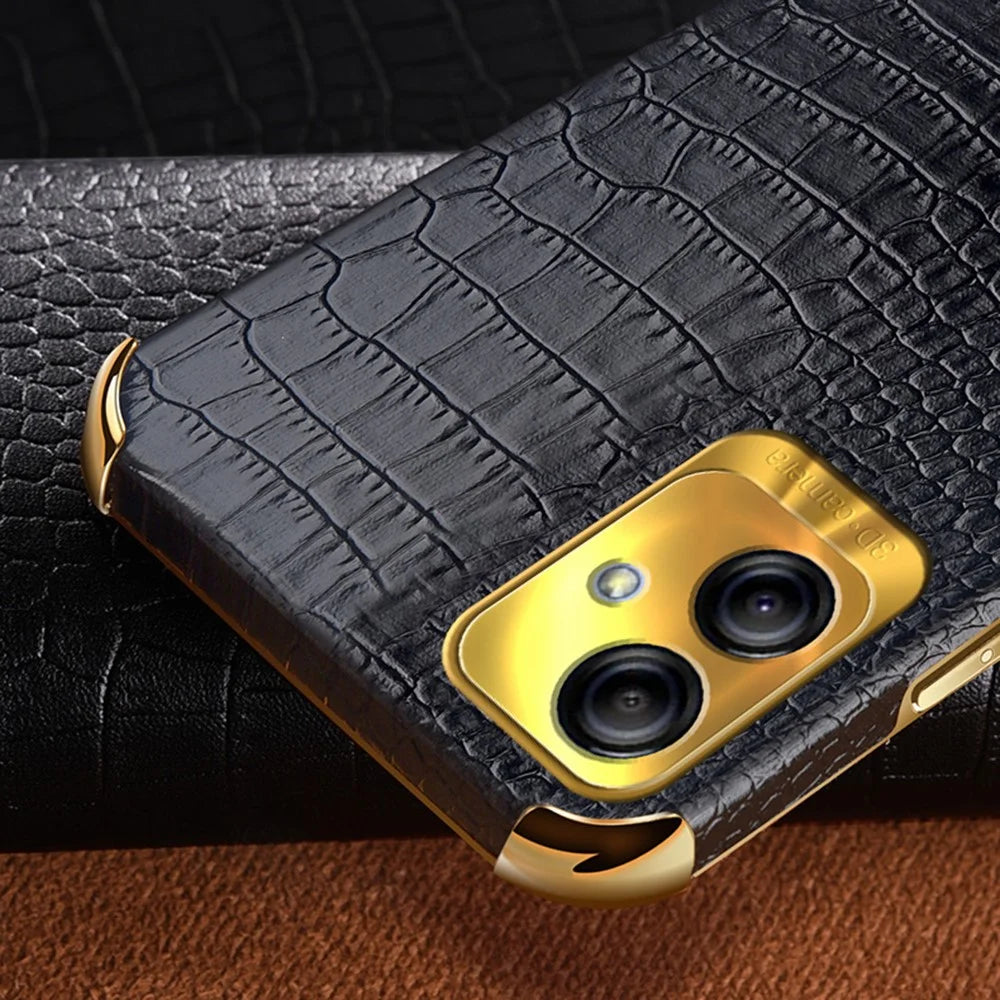 For Samsung Galaxy A04 4G (164.4 x 76.3 x 9.1 mm) Crocodile Texture Phone Case Electroplating Ring Kickstand PU Leather Coated TPU Cover - Black - 7