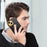 For iPhone 14 Electroplated PU Leather Coated TPU Cover Ring Kickstand Crocodile Texture Phone Case - Black - 6