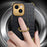 For iPhone 13 PU Leather Coated TPU Crocodile Texture Phone Case 6D Electroplated Kickstand Protective Cover - Black - 3