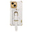 Electroplating Phone Case for iPhone 14 Plus Protective Case with Hand Strap Kickstand - White - 1