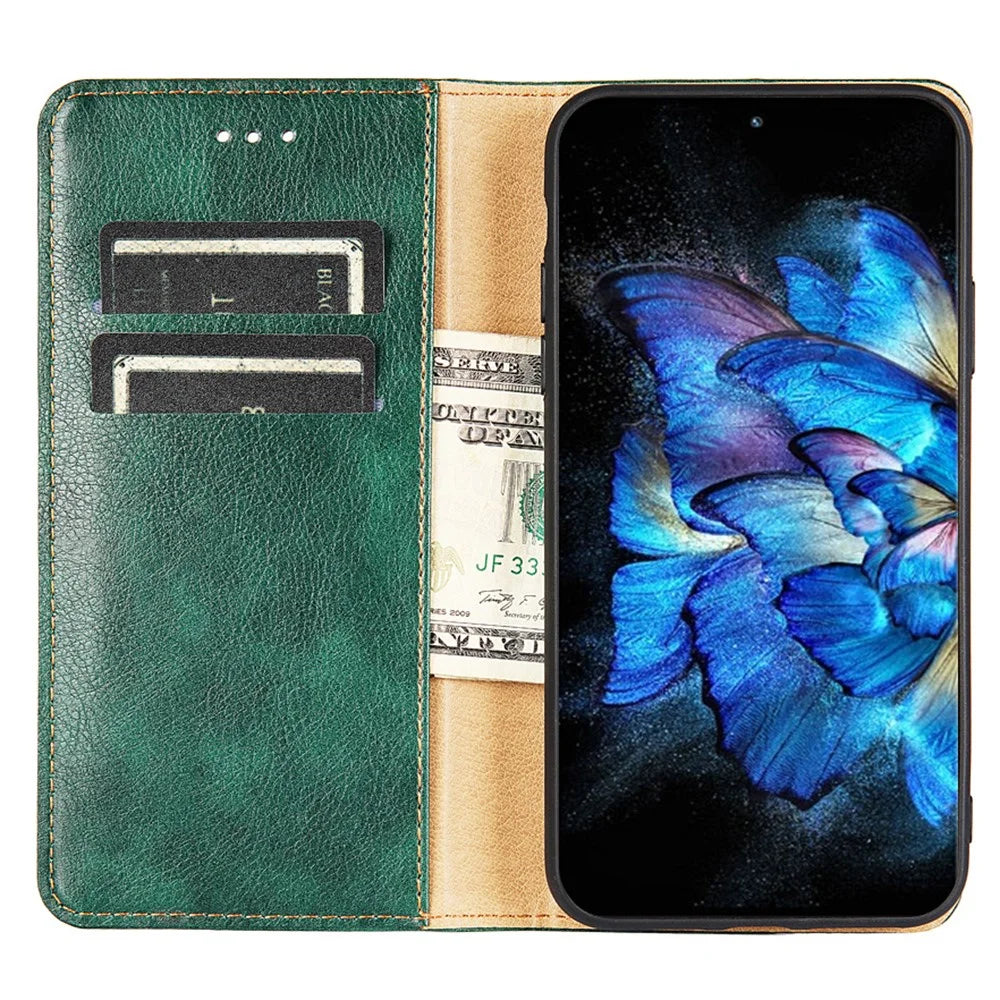 For Nokia G22 Anti-Scratch Stand Case Magnetic Closing Anti-drop PU Leather Wallet Phone Cover - Green - 2