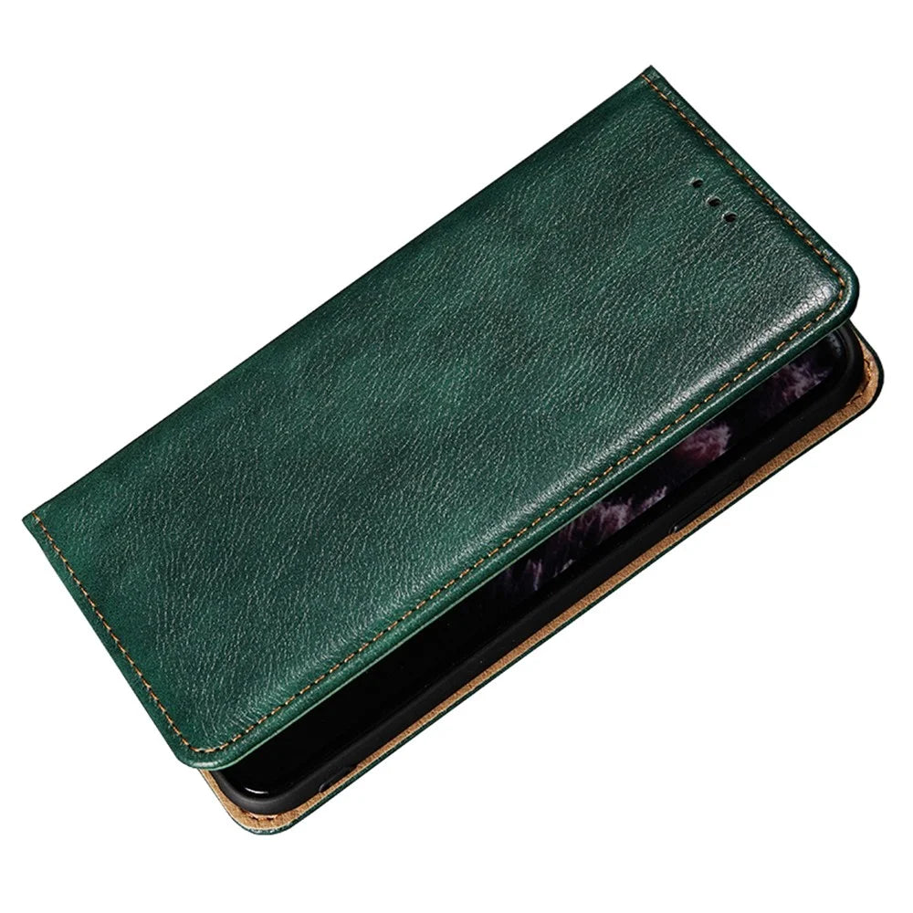 For Nokia G22 Anti-Scratch Stand Case Magnetic Closing Anti-drop PU Leather Wallet Phone Cover - Green - 4