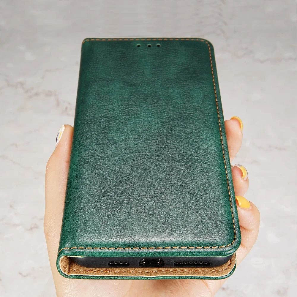 For Nokia G22 Anti-Scratch Stand Case Magnetic Closing Anti-drop PU Leather Wallet Phone Cover - Green - 5