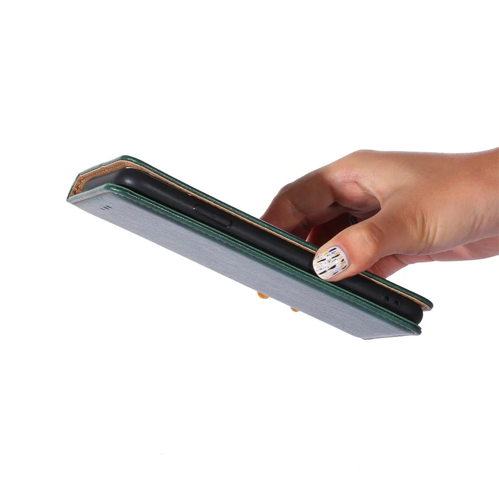 For Nokia G22 Anti-Scratch Stand Case Magnetic Closing Anti-drop PU Leather Wallet Phone Cover - Green - 6