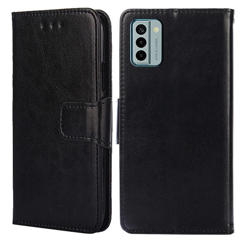 For Nokia G22 Leather Wallet Phone Case Folding Stand Anti-drop Cover - Black - 1