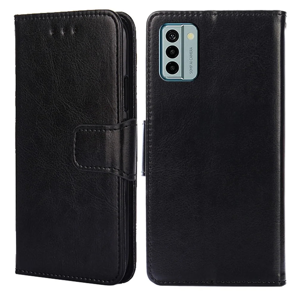 For Nokia G22 Leather Wallet Phone Case Folding Stand Anti-drop Cover - Black - 1