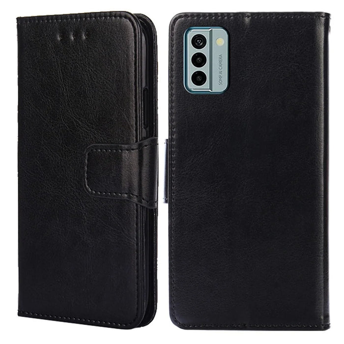 For Nokia G22 Leather Wallet Phone Case Folding Stand Anti-drop Cover - Black - 1
