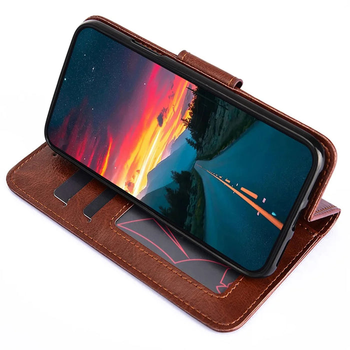 For Nokia G22 Leather Wallet Phone Case Folding Stand Anti-drop Cover - Black - 3