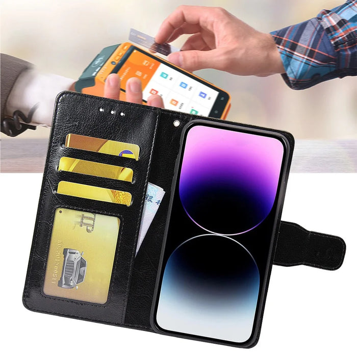 For Nokia G22 Leather Wallet Phone Case Folding Stand Anti-drop Cover - Black - 6